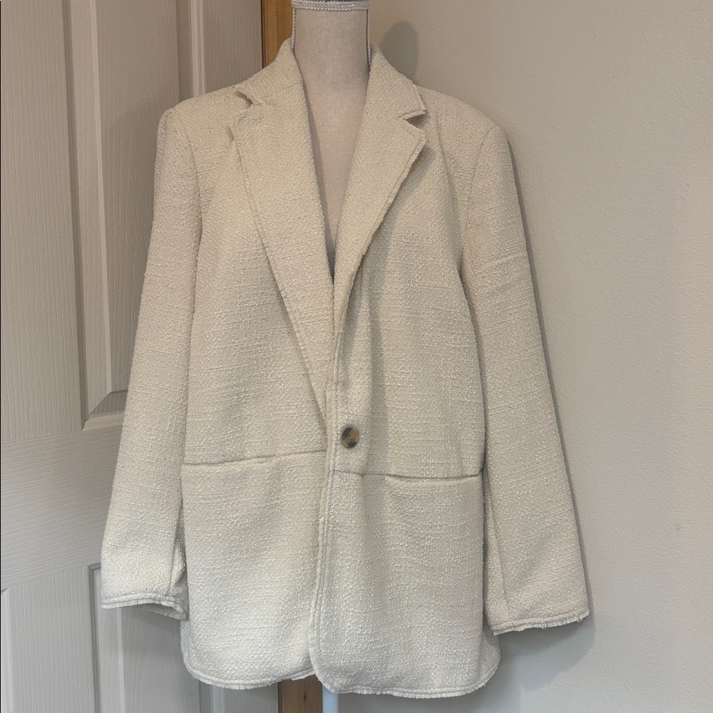 Cream Textured Blazer